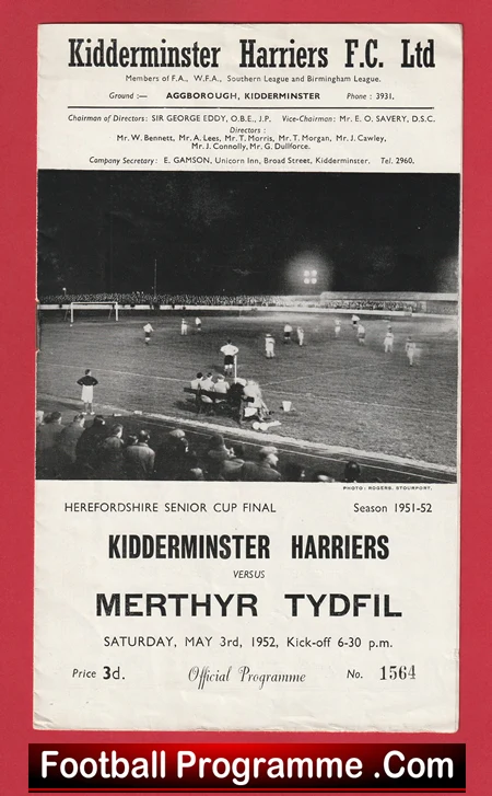 Kidderminster Harriers v Merthyr Tydfil 1952 - Senior Cup Final - Image 2