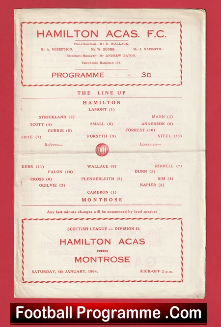 Hamilton Academical v Montrose 1964 - Scotland - Image 2