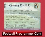 Coventry City v Manchester United 2000 – Match Ticket