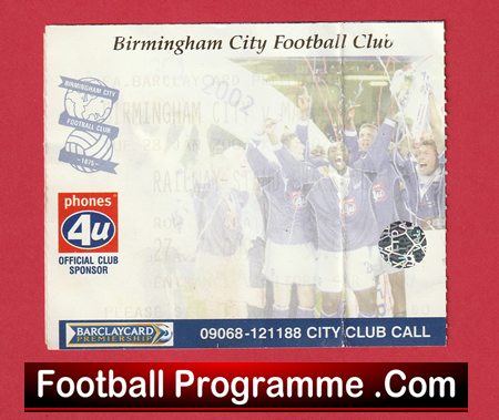 Birmingham City v Manchester United 2002 - Football Ticket - Image 2