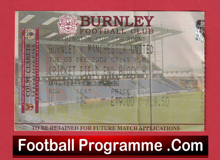 Burnley v Manchester United 2002 - Football Ticket - Image 2