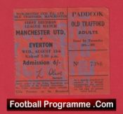 Manchester United v Everton 1969 – Man Utd Football Match Ticket