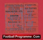 Manchester United v Everton 1969 – Man Utd Football Match Ticket