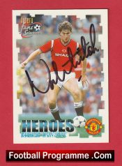 Manchester United Norman Whiteside Autograph Signed Football Card Man Utd