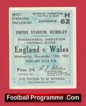 England v Wales 1952 – Football Ticket Wembley