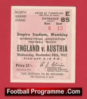England v Austria 1951 – Match Ticket 1950s