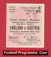 England v Austria 1951 – Match Ticket 1950s