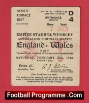 England v Wales 1943 – Football Ticket 1940s