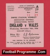 England v Wales 1956 – Match Ticket