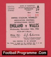 England v Wales 1956 – Match Ticket