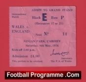 Wales v England 1976 – Match Ticket