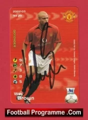Manchester United Wes Brown Autograph Signed Football Card Man Utd
