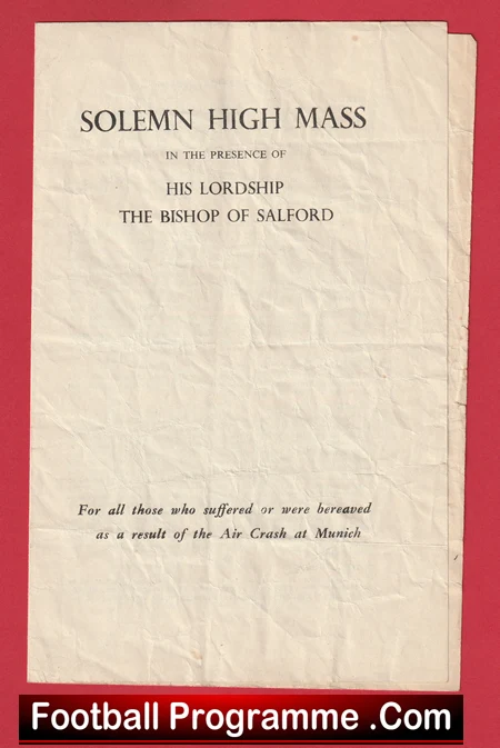 Manchester United Munich Disaster Solemn High Mass Bishop Salford 1958 - Image 2