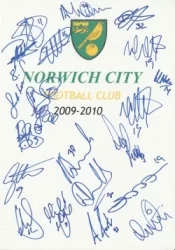 Norwich City Football Club Multi Autographed Signed Team 2009 2010
