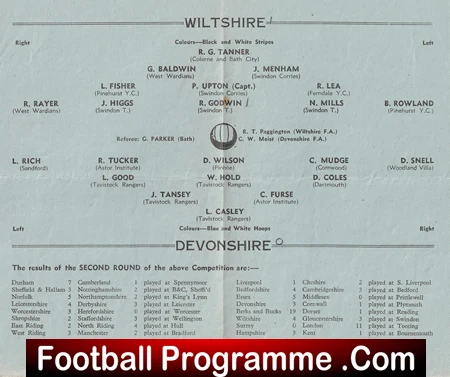 Wiltshire County X1 v Devonshire 1946 - Football Youth Association Swindon - Image 3
