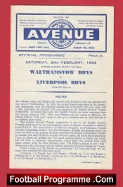 Walthamstow Avenue v Liverpool Boys 1962 – School Boys Football