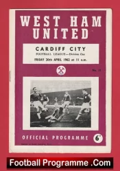 West Ham United v Cardiff City 1962 – Bobby Moore First game as Captain