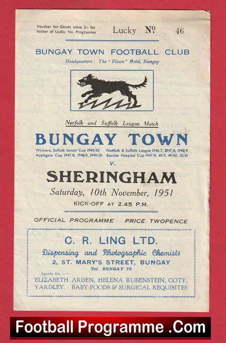 Bungay Town v Sheringham 1951 - Norfolk Suffolk - Image 2