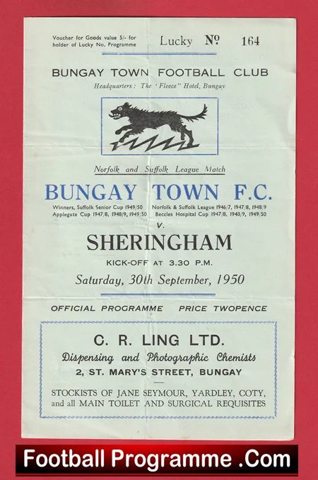 Bungay Town v Sheringham 1950 - Norfolk Suffolk - Image 2