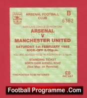 Arsenal v Manchester United 1992 – Football Ticket