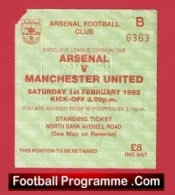 Arsenal v Manchester United 1992 – Football Match Ticket