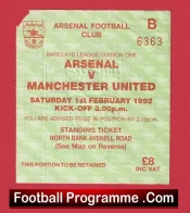 Arsenal v Manchester United 1992 – Football Match Ticket
