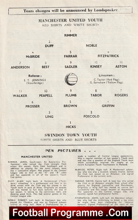 Manchester United v Swindon Town 1964 - George Best Youth Cup Final - Image 3