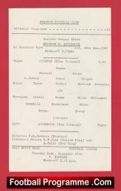 Everton v Liverpool 1960 – Reserves Match Single Sheet