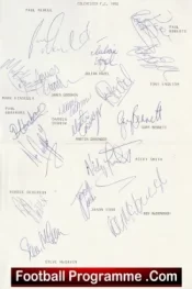 Colchester United Football Club Multi Autographed Signed Team 1992