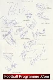 Colchester United Football Club Multi Autographed Signed Team 1992