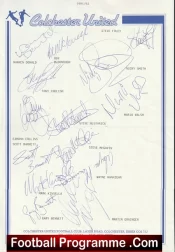 Colchester United Football Club Multi Autographed Signed Team 1991 1992