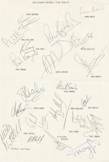 Cheltenham Football Club Multi Autographed Signed Team 1990 1991 - Image 2