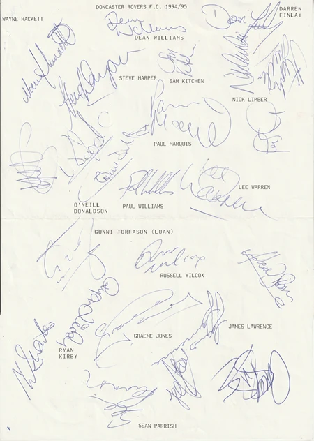 Doncaster Rovers Football Club Multi Autographed Signed Team 1994 1995 - Image 2