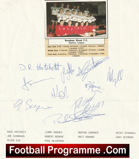 Boreham Wood Football Club Multi Autographed Signed Team 1987 1988 - Image 2