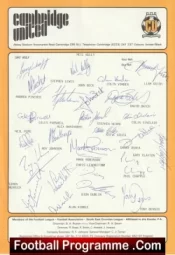Cambridge United Football Club Multi Autographed Signed Team 1990 1991