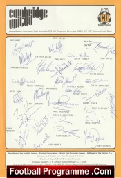 Cambridge United Football Club Multi Autographed Signed Team 1990 1991