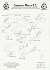 Cambridge United Football Club Multi Autographed Signed Team 1992 1993