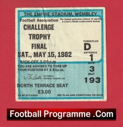 Altrincham v Enfield 1982 - Challenge Trophy Cup Final Ticket Wembley - football memorabilia