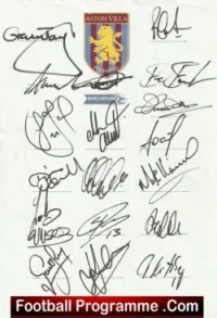 Aston Villa Football Club Multi Autographed Signed Team 2002 2003