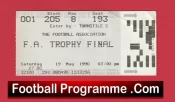 Barrow v Leek Town 1990 – FA Trophy Cup Final Ticket Wembley