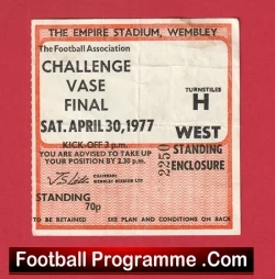 Billericay v Sheffield 1977 - FA Vase Cup Final Ticket Wembley - football memorabilia