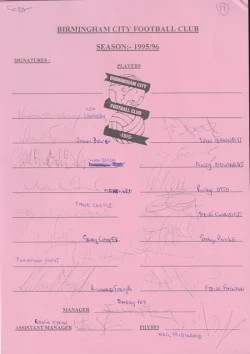 Birmingham City Football Club Multi Autographed Signed Team 1995 1996 - football programme