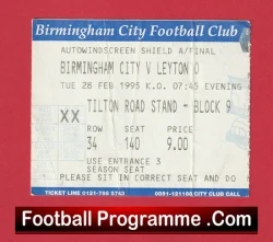 Birmingham City v Leyton Orient 1995 - League Trophy Cup Final Ticket - football memorabilia