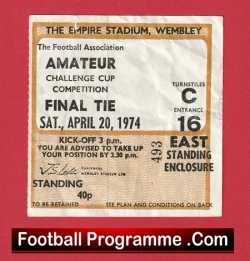 Bishop Stortford v Ilford 1974 - Amateur Cup Final Ticket Wembley - football memorabilia
