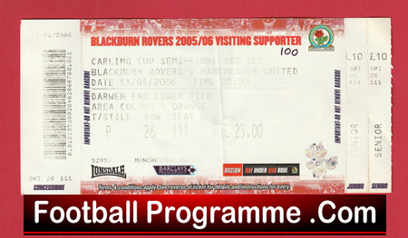 Blackburn Rovers v Manchester United 2006 - Football Ticket - Image 2