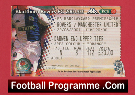 Blackburn Rovers v Manchester United 2004 - Football Ticket - Image 2