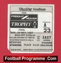 Bristol City v Mansfield Town 1987 – Trophy Cup Final Ticket Wembley