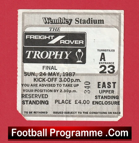 Bristol City v Mansfield Town 1987 - Trophy Cup Final Ticket Wembley - Image 2
