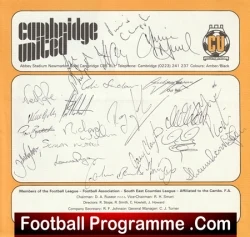 Cambridge United Football Club Multi Autographed Signed Team 1989 1990 - football programme