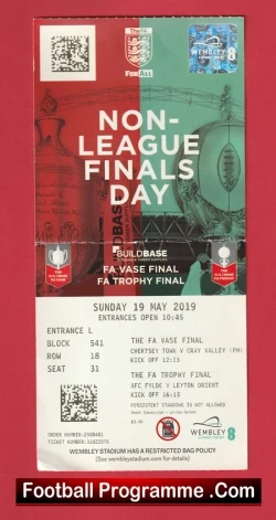 Chertsey Town v Cray Valley 2019 - Non League Trophy Cup Final Ticket - football memorabilia